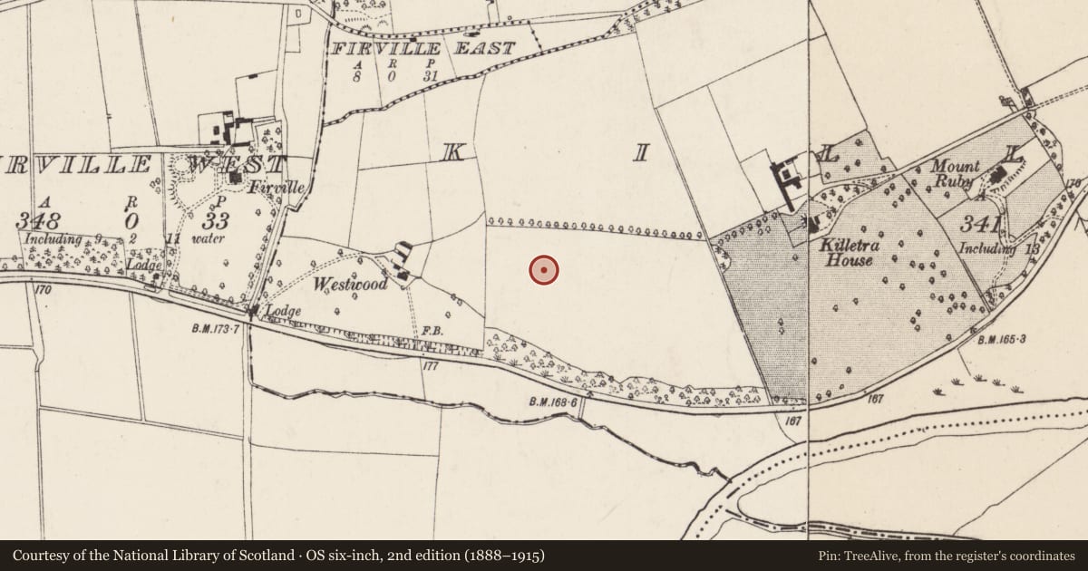 Ordnance Survey six-inch map, 2nd edition (1888–1915) covering the location of Enclosure, Killetra, County Cork, with a pin at the register's coordinates