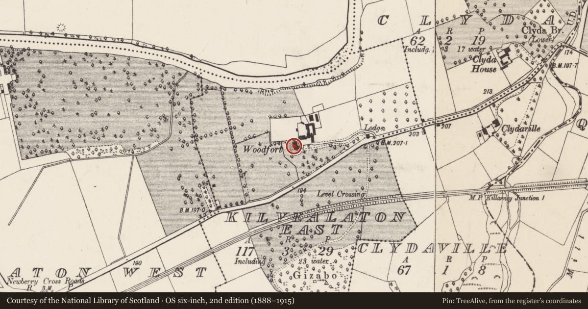 Ordnance Survey six-inch map, 2nd edition (1888–1915) covering the location of Country house, Kilvealaton East, County Cork, with a pin at the register's coordinates