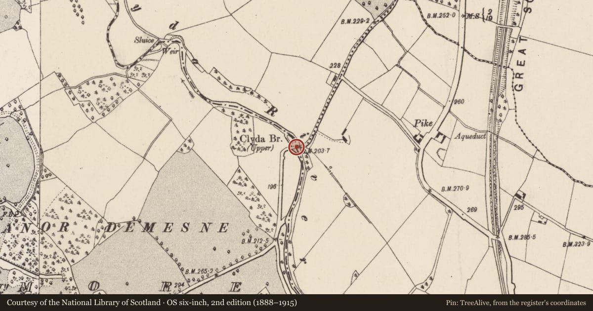 Ordnance Survey six-inch map, 2nd edition (1888–1915) covering the location of Bridge, Quartertown Upper, Dromore, County Cork, with a pin at the register's coordinates