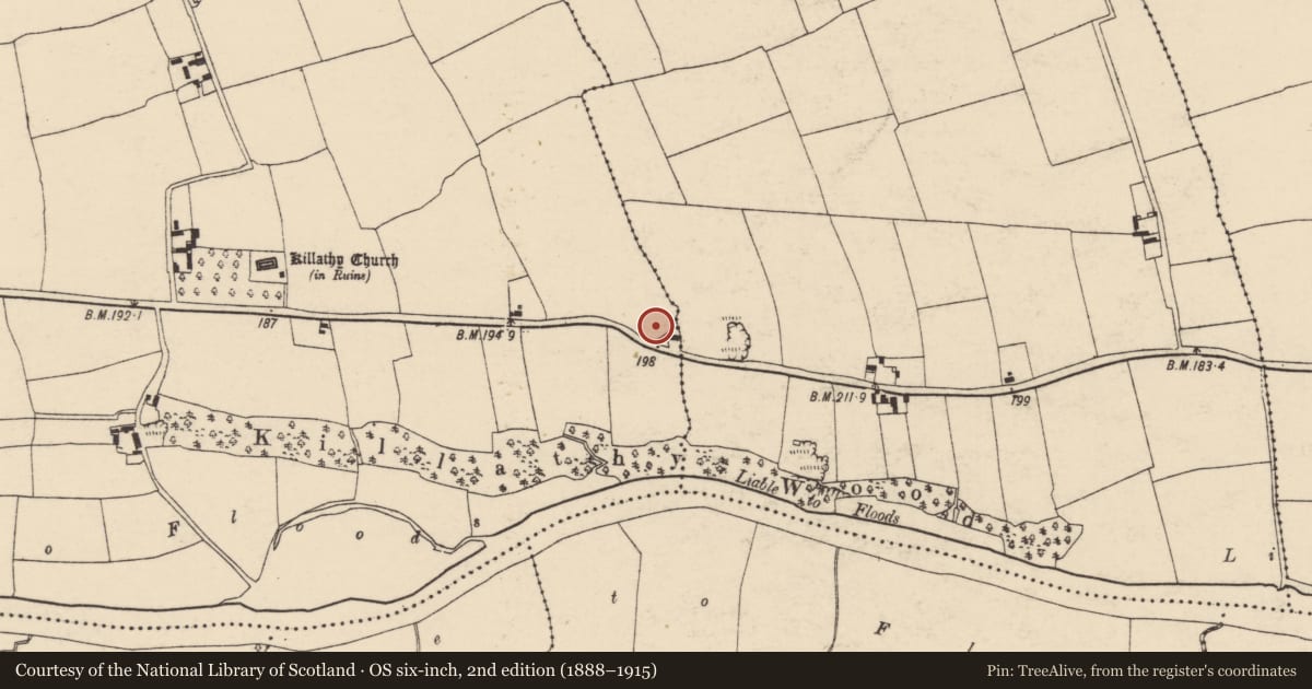 Ordnance Survey six-inch map, 2nd edition (1888–1915) covering the location of Ringfort - rath, Killathy, County Cork, with a pin at the register's coordinates
