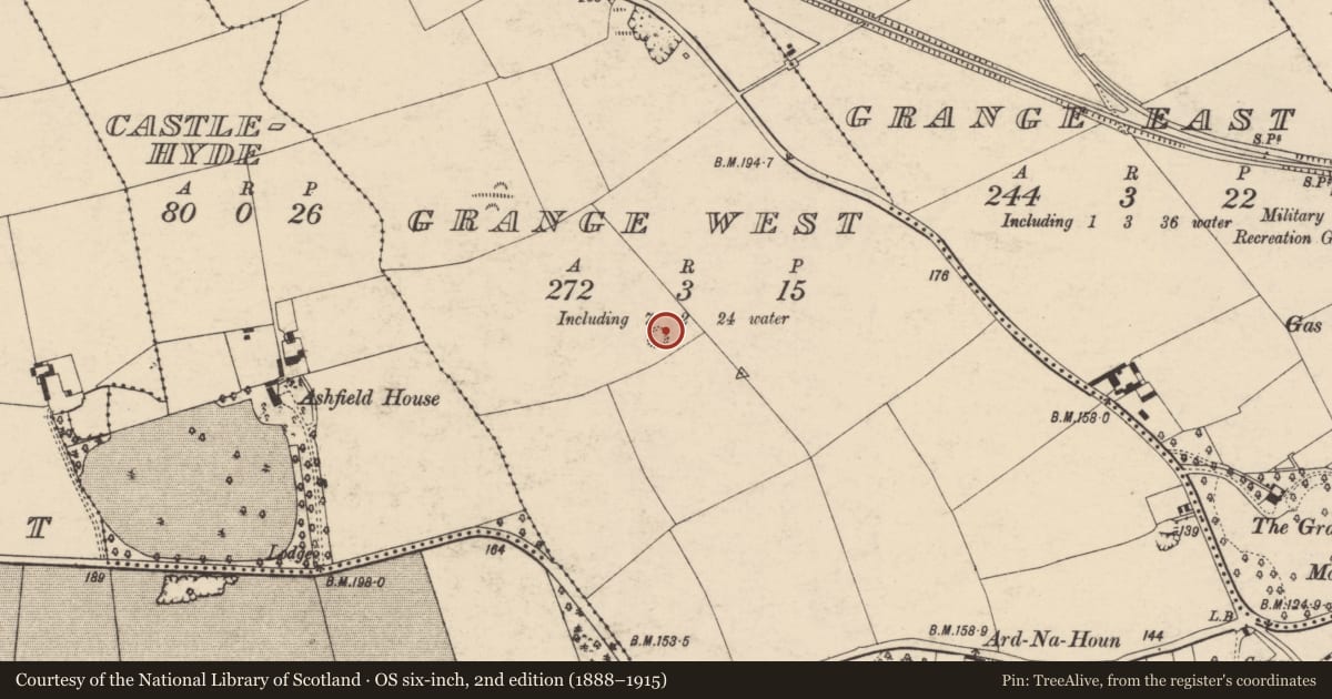 Ordnance Survey six-inch map, 2nd edition (1888–1915) covering the location of Quarry, Grange West, County Cork, with a pin at the register's coordinates