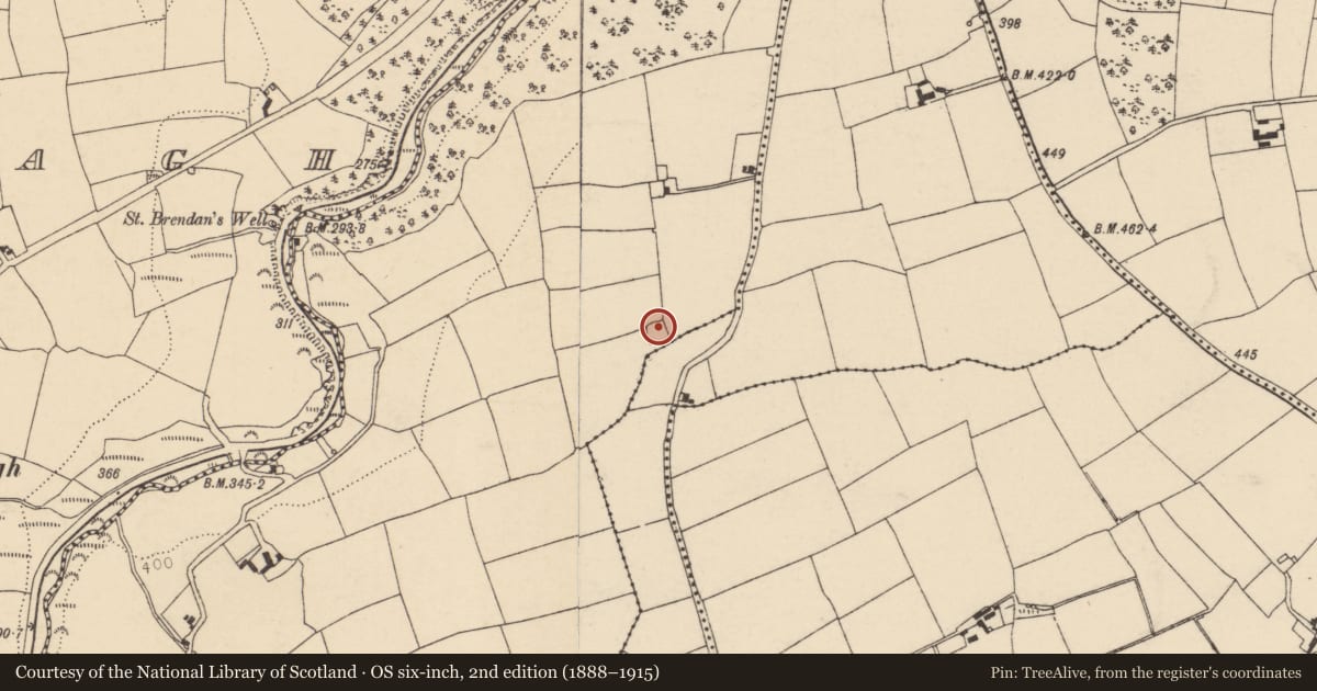 Ordnance Survey six-inch map, 2nd edition (1888–1915) covering the location of Ringfort - rath, Gortroche, County Cork, with a pin at the register's coordinates