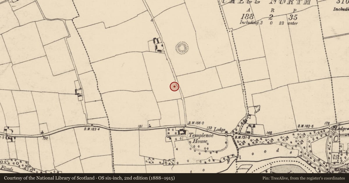 Ordnance Survey six-inch map, 2nd edition (1888–1915) covering the location of Enclosure, Templenoe, County Cork, with a pin at the register's coordinates
