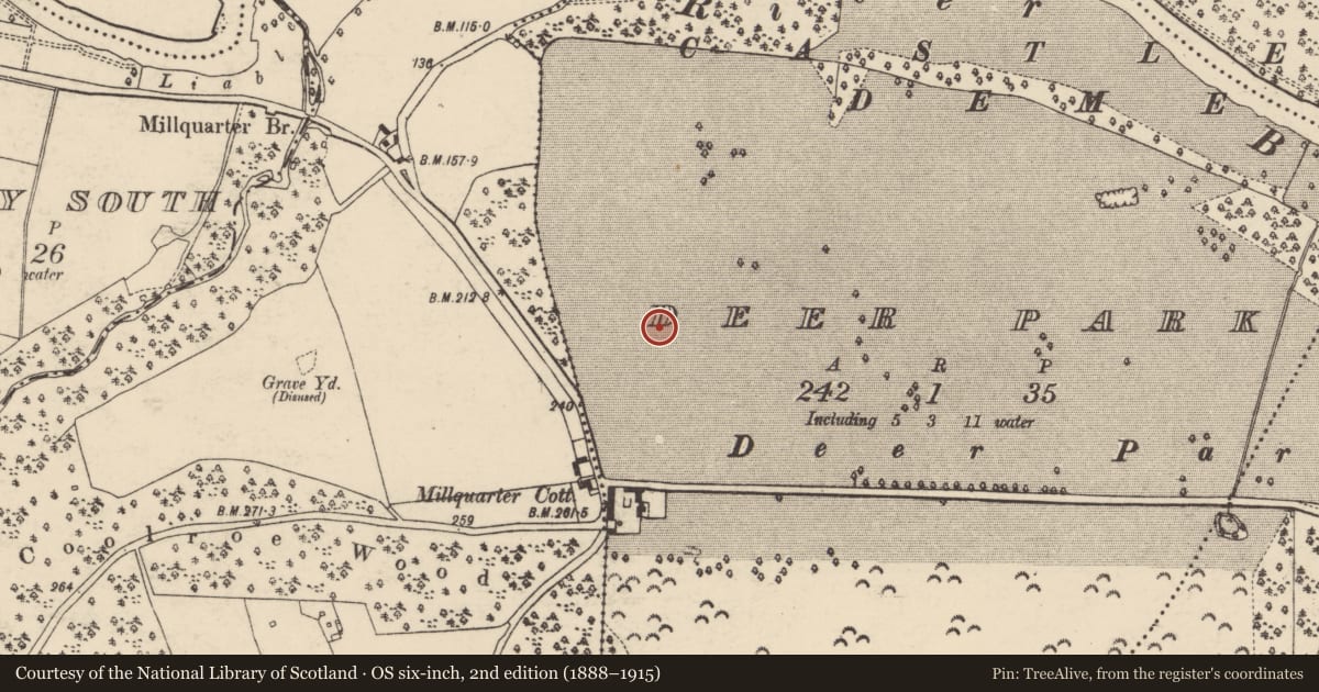 Ordnance Survey six-inch map, 2nd edition (1888–1915) covering the location of Enclosure, Deer Park, County Cork, with a pin at the register's coordinates