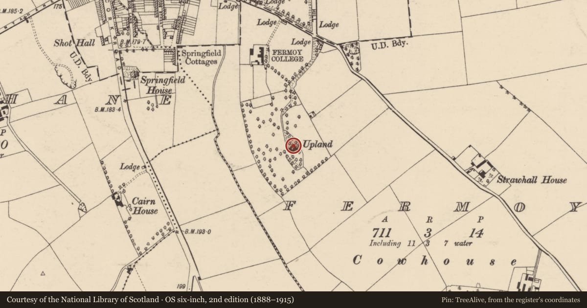 Ordnance Survey six-inch map, 2nd edition (1888–1915) covering the location of Country house, Fermoy, County Cork, with a pin at the register's coordinates