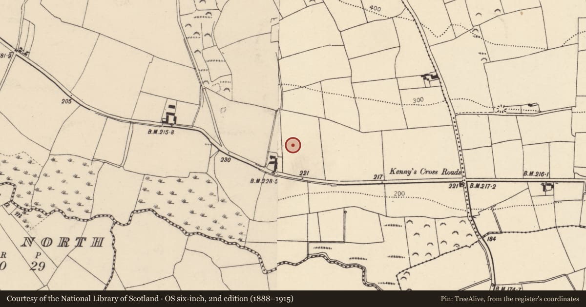 Ordnance Survey six-inch map, 2nd edition (1888–1915) covering the location of Barrow - unclassified, Ballyoran, County Cork, with a pin at the register's coordinates