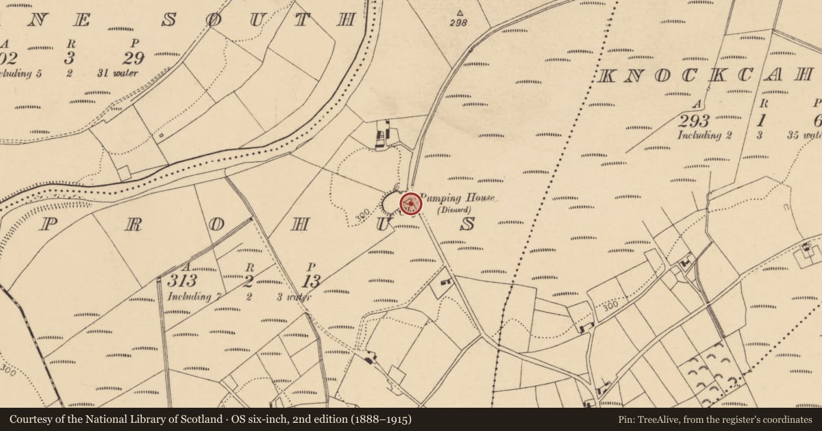 Ordnance Survey six-inch map, 2nd edition (1888–1915) covering the location of Kiln - lime, Prohus, County Cork, with a pin at the register's coordinates