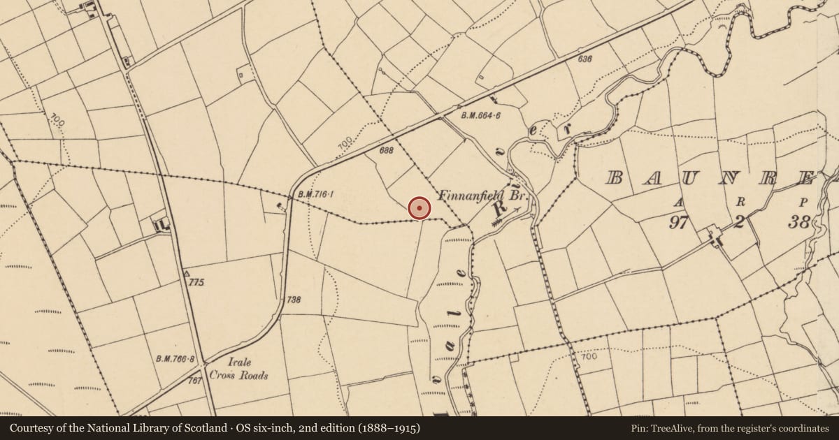 Ordnance Survey six-inch map, 2nd edition (1888–1915) covering the location of Fulacht fia, Glenleigh, County Cork, with a pin at the register's coordinates