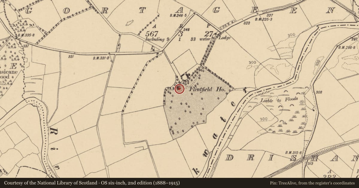 Ordnance Survey six-inch map, 2nd edition (1888–1915) covering the location of Country house, Gortageen, County Cork, with a pin at the register's coordinates