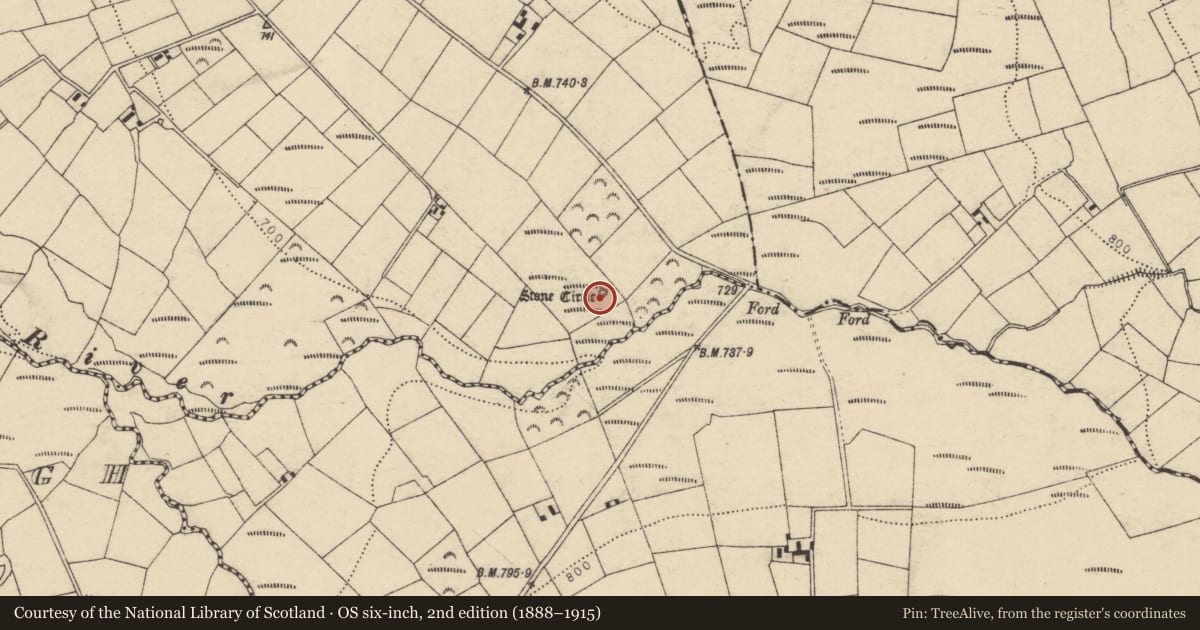 Ordnance Survey six-inch map, 2nd edition (1888–1915) covering the location of Megalithic tomb - wedge tomb, Crinnaloo North, County Cork, with a pin at the register's coordinates