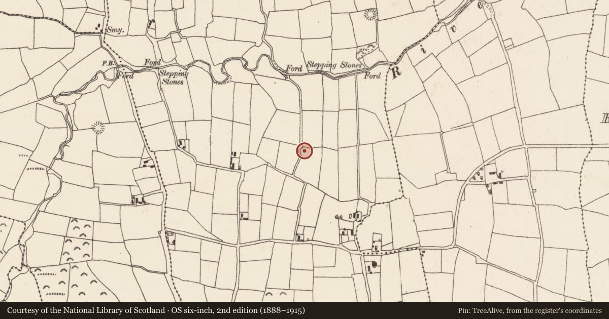 Ordnance Survey six-inch map, 2nd edition (1888–1915) covering the location of Ringfort - rath, Shanavoher (Duhallow By., Kilshannig Par.), County Cork, with a pin at the register's coordinates