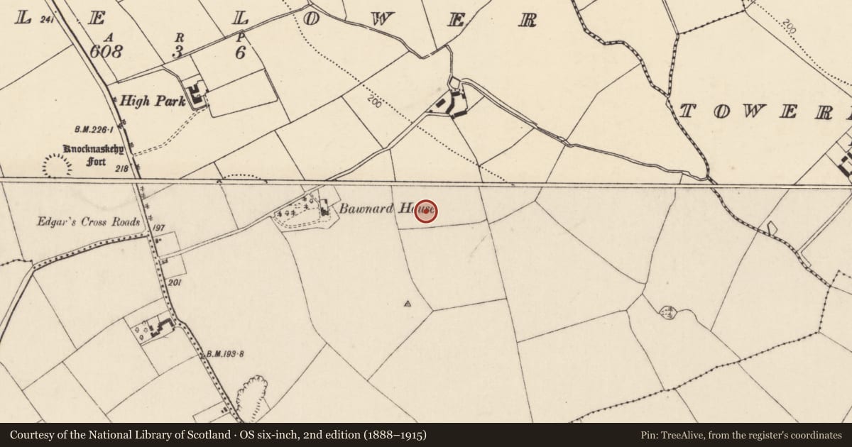 Ordnance Survey six-inch map, 2nd edition (1888–1915) covering the location of Enclosure, Coole Lower, County Cork, with a pin at the register's coordinates