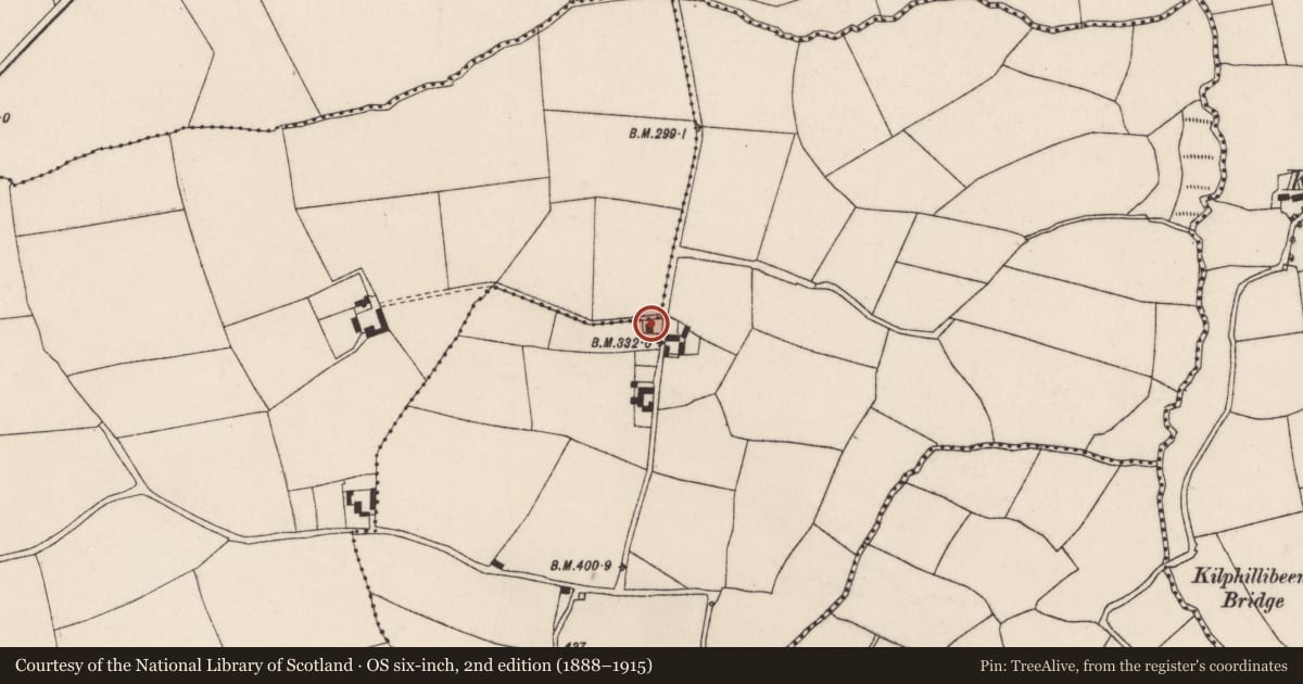 Ordnance Survey six-inch map, 2nd edition (1888–1915) covering the location of House - vernacular house, Rathdrum, County Cork, with a pin at the register's coordinates