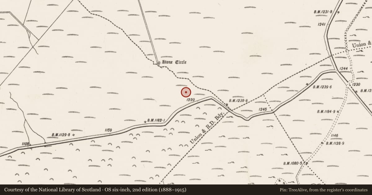 Ordnance Survey six-inch map, 2nd edition (1888–1915) covering the location of Enclosure, Knocknakilla, County Cork, with a pin at the register's coordinates