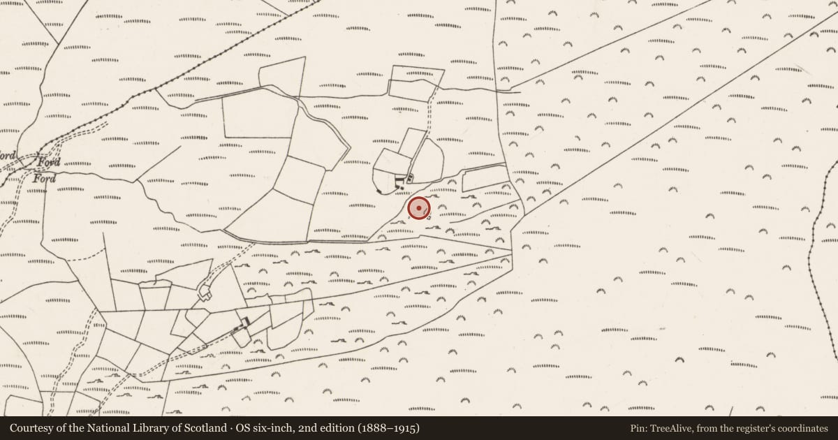 Ordnance Survey six-inch map, 2nd edition (1888–1915) covering the location of Enclosure, Carriganimmy, County Cork, with a pin at the register's coordinates