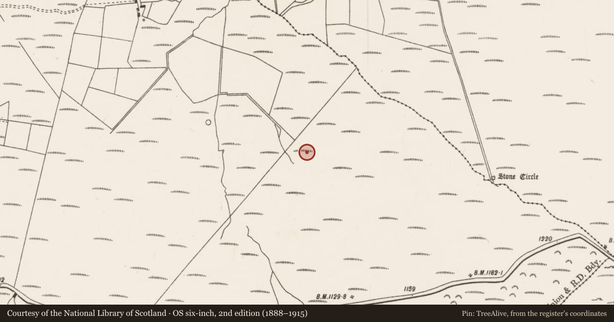 Ordnance Survey six-inch map, 2nd edition (1888–1915) covering the location of Enclosure, Knocknakilla, County Cork, with a pin at the register's coordinates