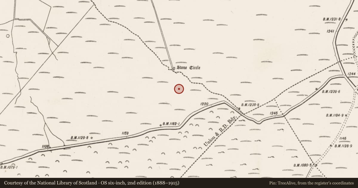 Ordnance Survey six-inch map, 2nd edition (1888–1915) covering the location of Hut site, Knocknakilla, County Cork, with a pin at the register's coordinates