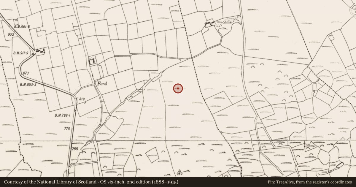 Ordnance Survey six-inch map, 2nd edition (1888–1915) covering the location of Fulacht fia, Knocknagappul, County Cork, with a pin at the register's coordinates