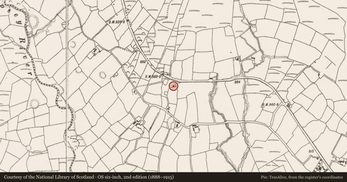 Ordnance Survey six-inch map, 2nd edition (1888–1915) covering the location of Quarry, Barrahaurin, County Cork, with a pin at the register's coordinates