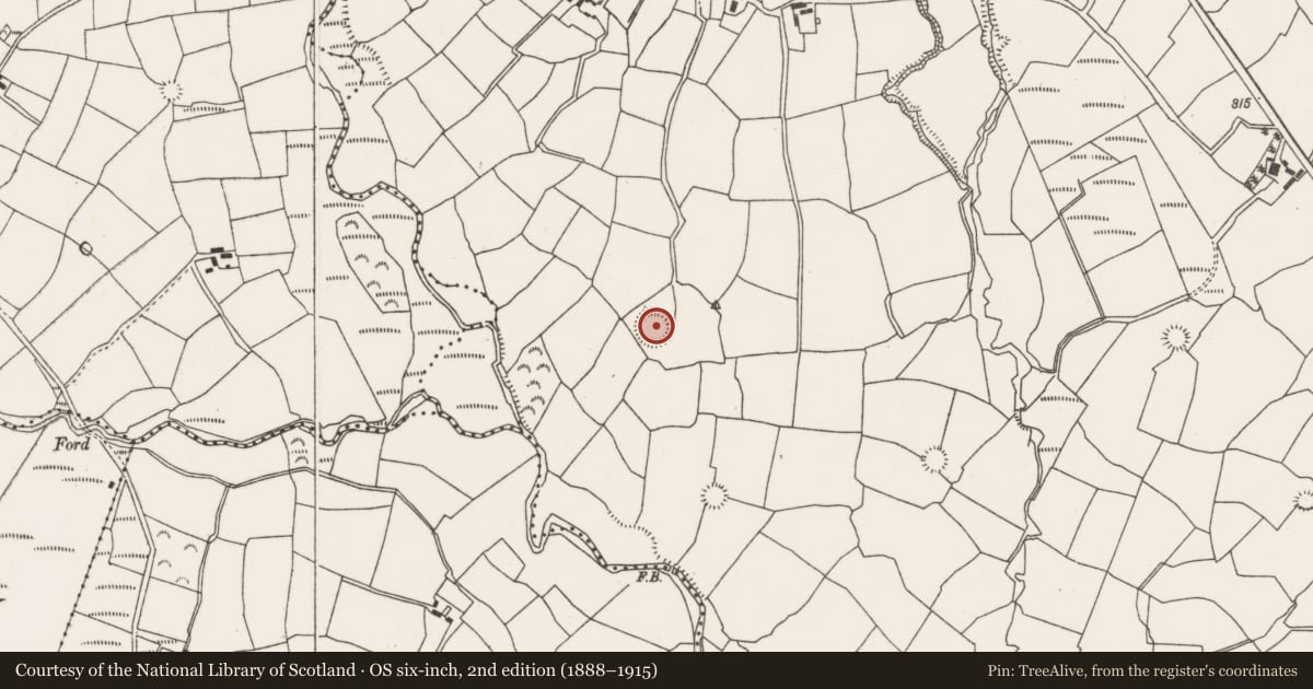 Ordnance Survey six-inch map, 2nd edition (1888–1915) covering the location of Souterrain, Barrahaurin, County Cork, with a pin at the register's coordinates