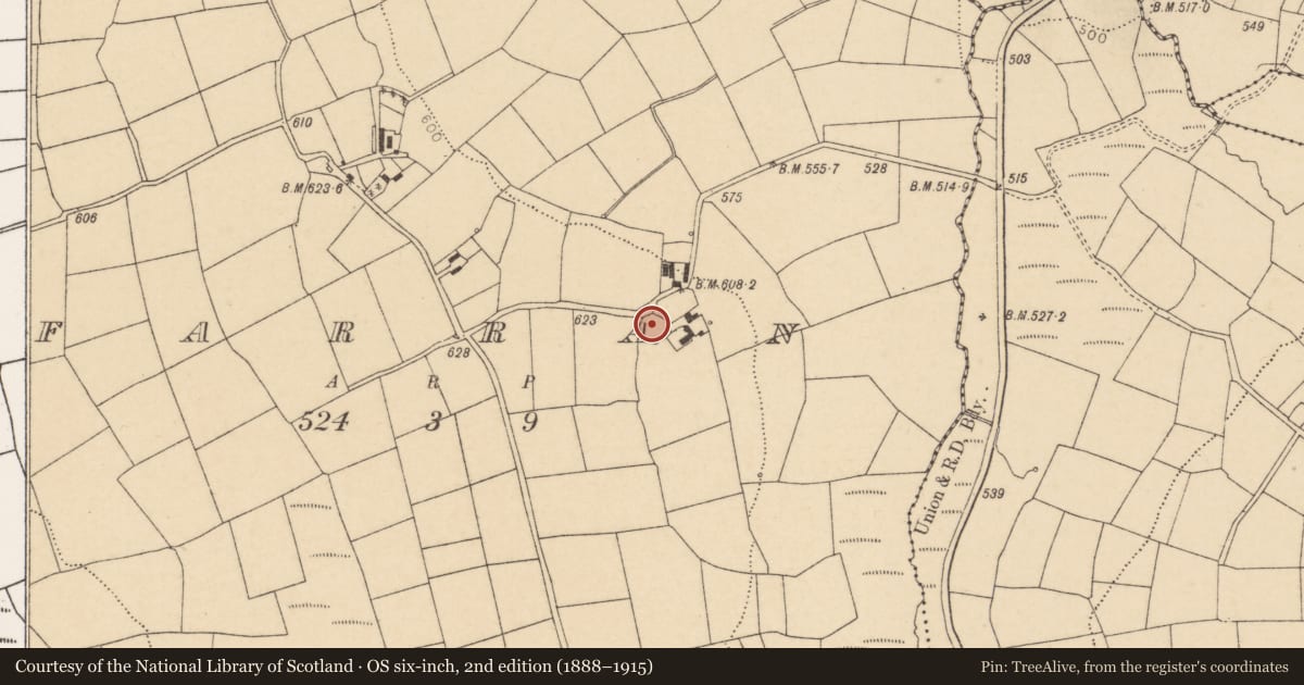 Ordnance Survey six-inch map, 2nd edition (1888–1915) covering the location of Ringfort - rath, Farran, County Cork, with a pin at the register's coordinates