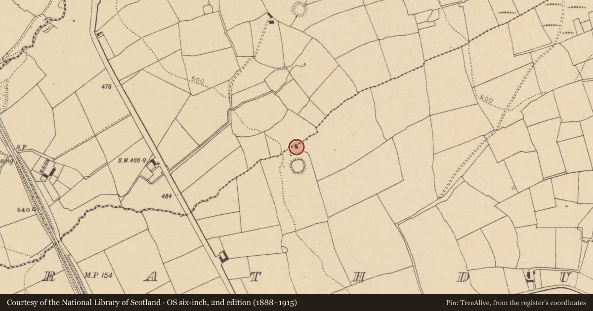 Ordnance Survey six-inch map, 2nd edition (1888–1915) covering the location of Fulacht fia, Rathduff, County Cork, with a pin at the register's coordinates