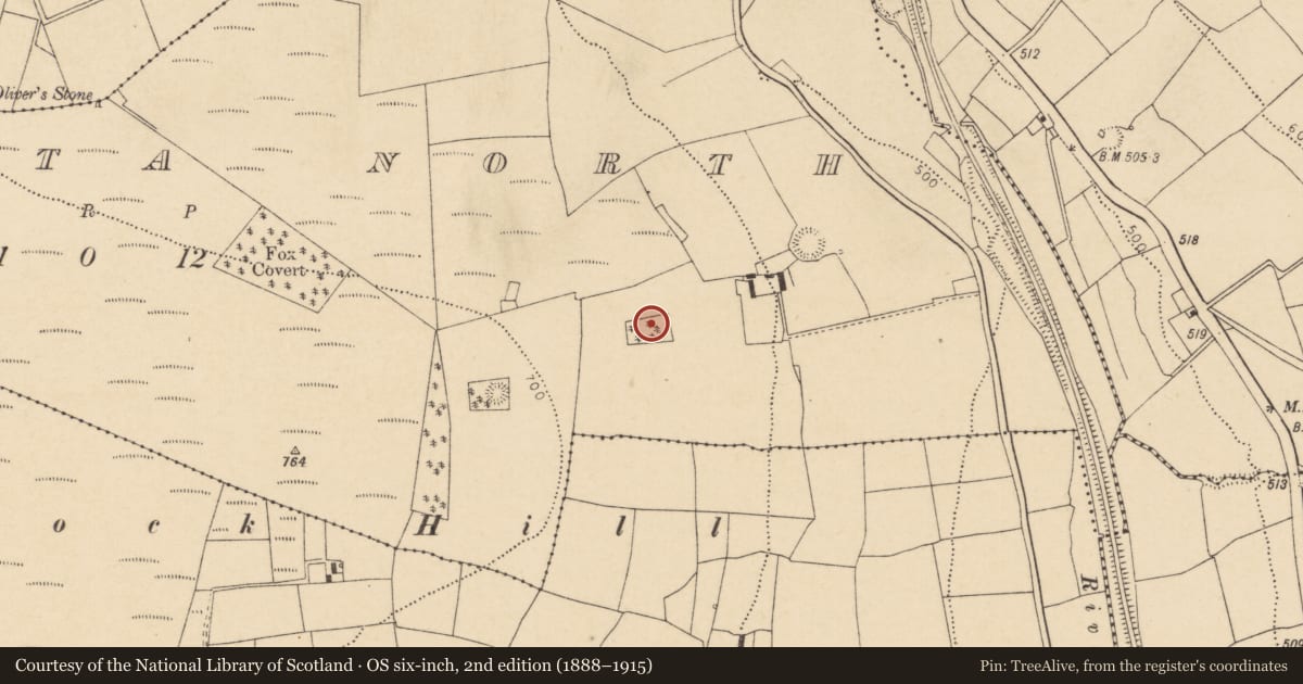 Ordnance Survey six-inch map, 2nd edition (1888–1915) covering the location of Ringfort - rath, Knockantota North, County Cork, with a pin at the register's coordinates