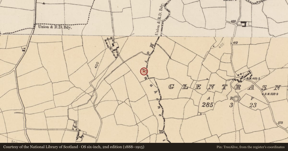 Ordnance Survey six-inch map, 2nd edition (1888–1915) covering the location of Earthwork, Barrafohona, County Cork, with a pin at the register's coordinates