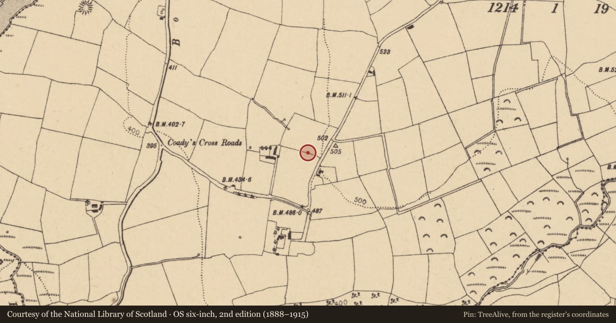 Ordnance Survey six-inch map, 2nd edition (1888–1915) covering the location of Enclosure, Peafield, County Cork, with a pin at the register's coordinates