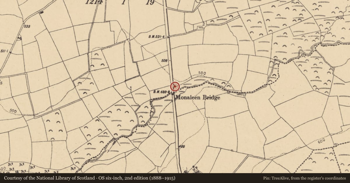 Ordnance Survey six-inch map, 2nd edition (1888–1915) covering the location of Kiln - lime, Peafield, County Cork, with a pin at the register's coordinates