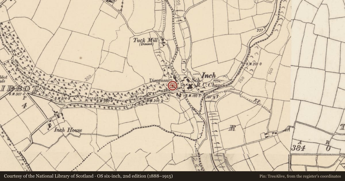 Ordnance Survey six-inch map, 2nd edition (1888–1915) covering the location of Settlement cluster, Barnaviddane, County Cork, with a pin at the register's coordinates