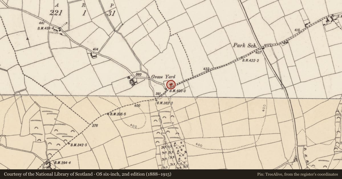 Ordnance Survey six-inch map, 2nd edition (1888–1915) covering the location of Church, Ballyneague, County Cork, with a pin at the register's coordinates