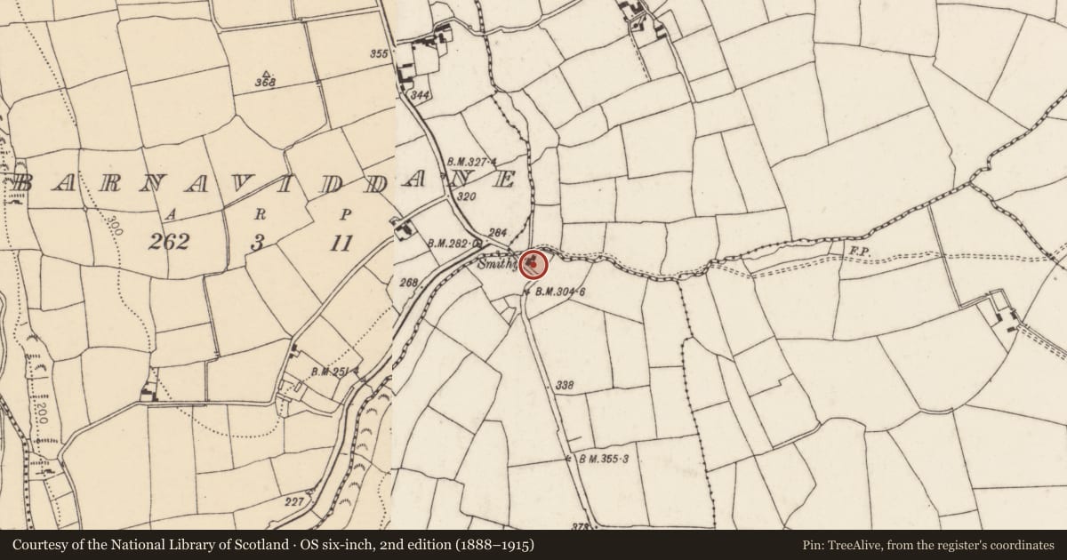 Ordnance Survey six-inch map, 2nd edition (1888–1915) covering the location of House - vernacular house, Rath, County Cork, with a pin at the register's coordinates