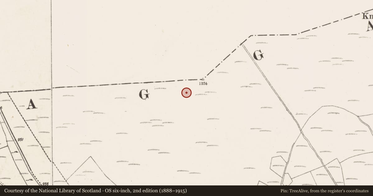 Ordnance Survey six-inch map, 2nd edition (1888–1915) covering the location of Megalithic tomb - wedge tomb, Doire Na Sagart, County Cork, with a pin at the register's coordinates