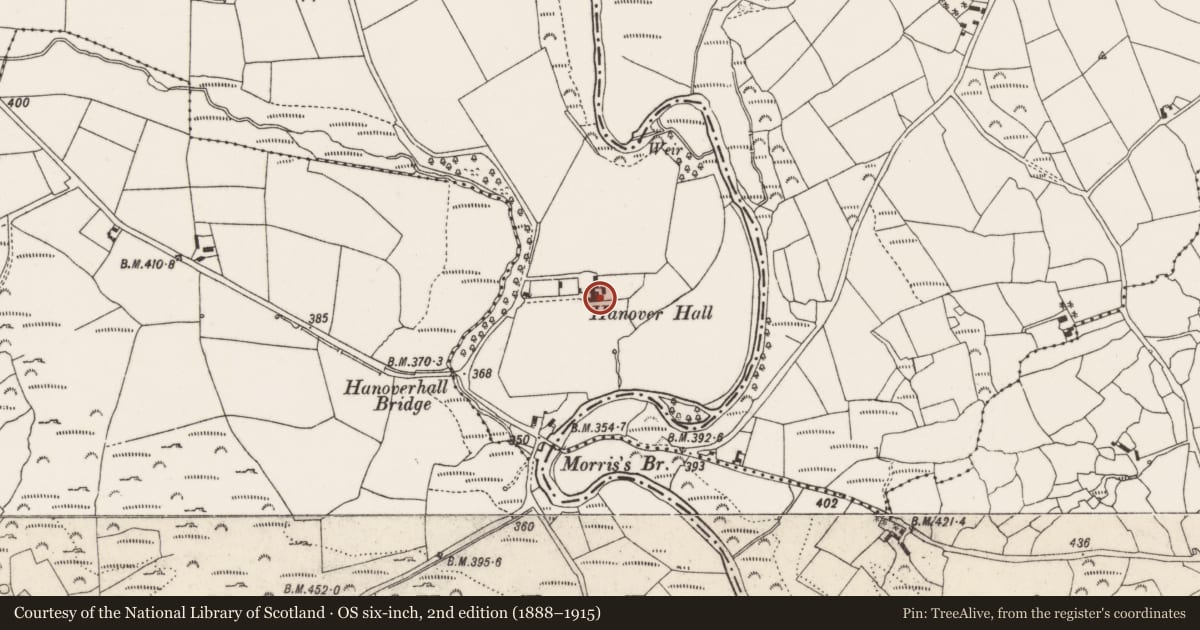 Ordnance Survey six-inch map, 2nd edition (1888–1915) covering the location of Country house, Coolaniddane, County Cork, with a pin at the register's coordinates