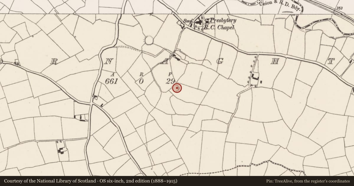 Ordnance Survey six-inch map, 2nd edition (1888–1915) covering the location of Ringfort - rath, Fornaght, County Cork, with a pin at the register's coordinates