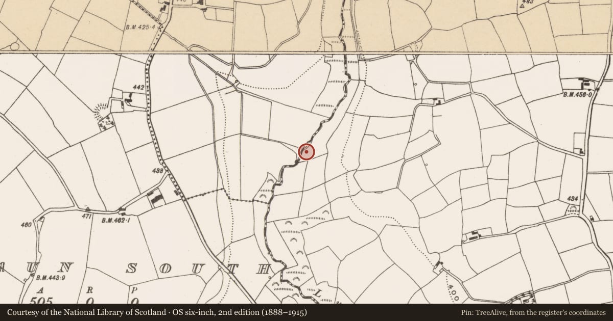 Ordnance Survey six-inch map, 2nd edition (1888–1915) covering the location of Standing stone, Courtbrack, County Cork, with a pin at the register's coordinates