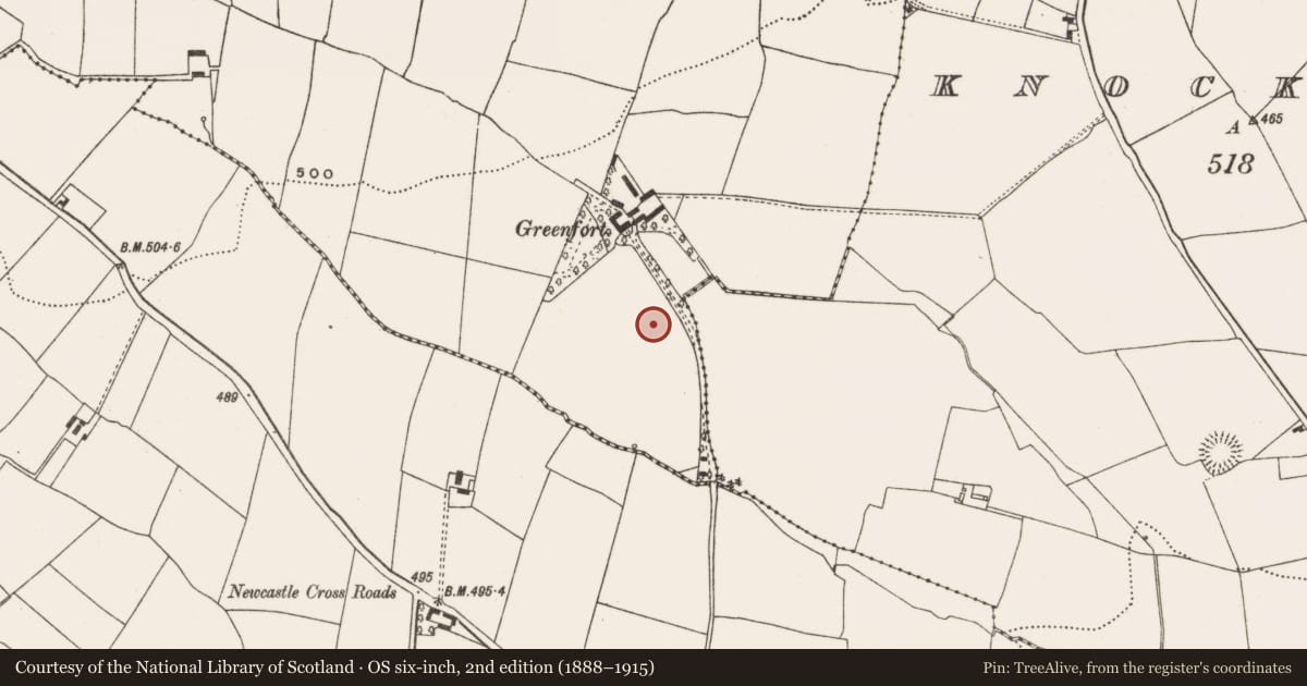 Ordnance Survey six-inch map, 2nd edition (1888–1915) covering the location of Ringfort - rath, Ballyfadeen More, County Cork, with a pin at the register's coordinates