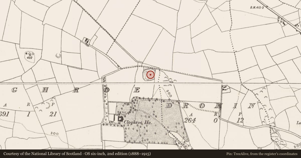 Ordnance Survey six-inch map, 2nd edition (1888–1915) covering the location of Castle - unclassified, Cloghroe, County Cork, with a pin at the register's coordinates