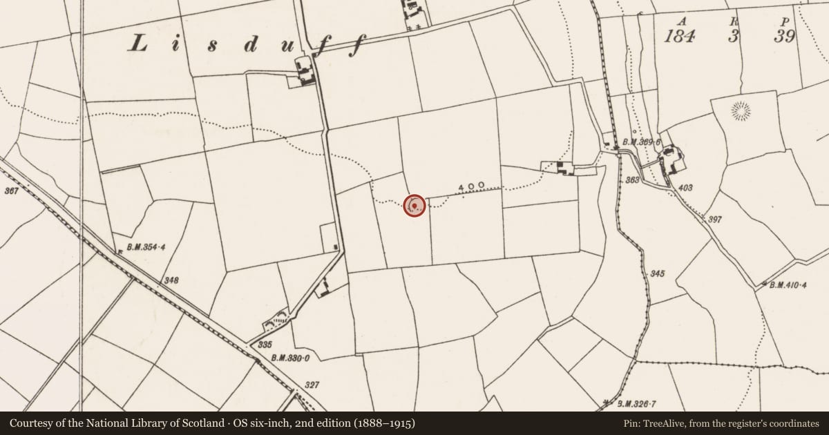 Ordnance Survey six-inch map, 2nd edition (1888–1915) covering the location of Ringfort - rath, Farranastig, County Cork, with a pin at the register's coordinates