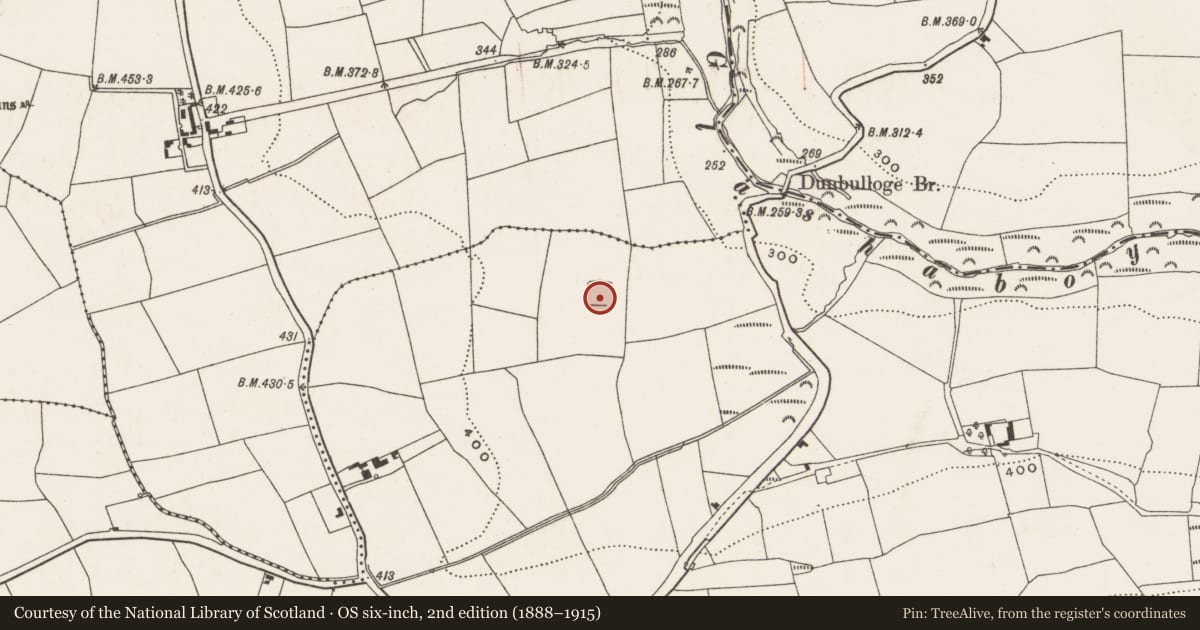 Ordnance Survey six-inch map, 2nd edition (1888–1915) covering the location of Enclosure, Coole West, County Cork, with a pin at the register's coordinates