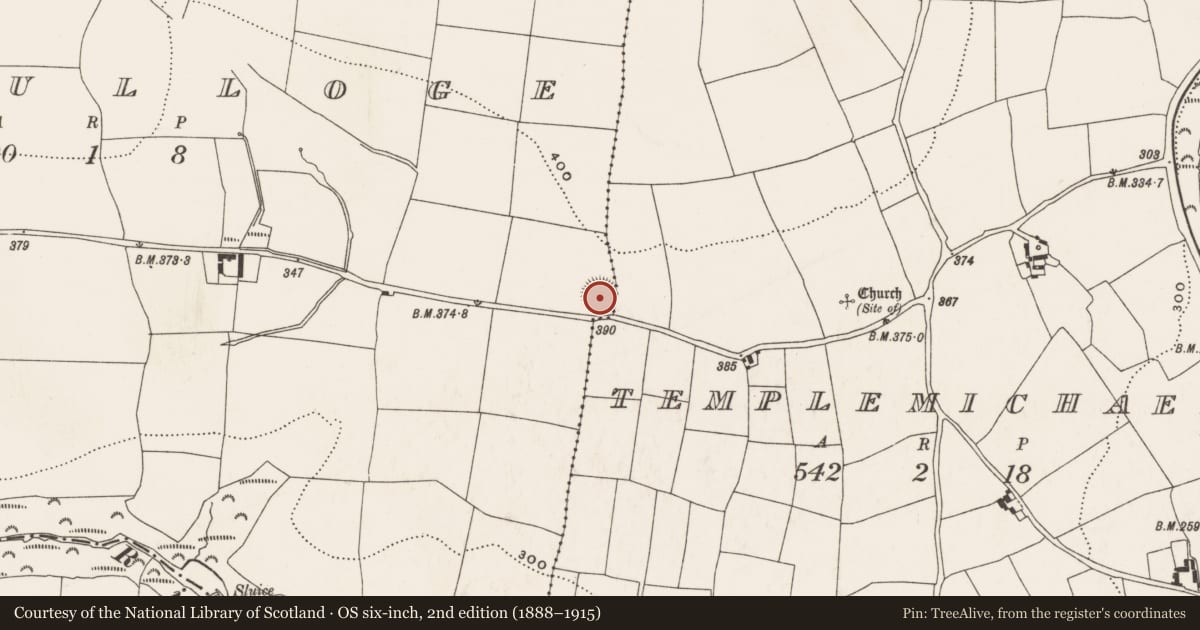 Ordnance Survey six-inch map, 2nd edition (1888–1915) covering the location of Ringfort - rath, Dunbulloge, County Cork, with a pin at the register's coordinates