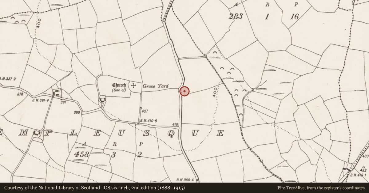Ordnance Survey six-inch map, 2nd edition (1888–1915) covering the location of Ringfort - rath, Templeusque, County Cork, with a pin at the register's coordinates
