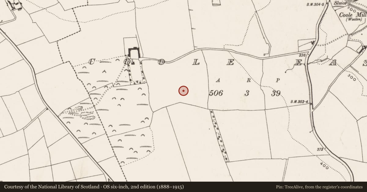 Ordnance Survey six-inch map, 2nd edition (1888–1915) covering the location of Ringfort - rath, Coole East, County Cork, with a pin at the register's coordinates