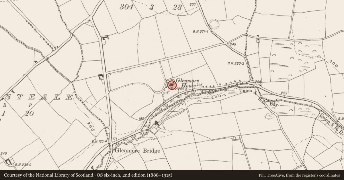 Ordnance Survey six-inch map, 2nd edition (1888–1915) covering the location of Country house, Ballynagaul (Barrymore By., Kilquane Par.), County Cork, with a pin at the register's coordinates