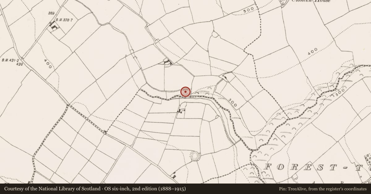 Ordnance Survey six-inch map, 2nd edition (1888–1915) covering the location of Ritual site - holy well, Ballinbrittig, County Cork, with a pin at the register's coordinates