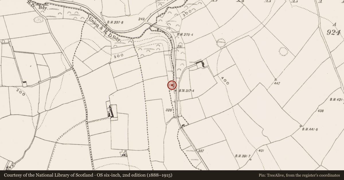Ordnance Survey six-inch map, 2nd edition (1888–1915) covering the location of Fulacht fia, Killacloyne (Barrymore By., Caherlag Par.), County Cork, with a pin at the register's coordinates