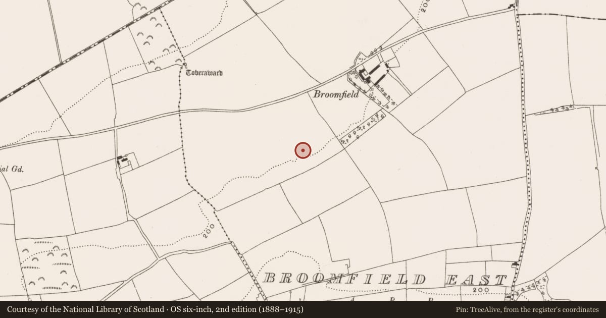 Ordnance Survey six-inch map, 2nd edition (1888–1915) covering the location of Excavation - miscellaneous, Broomfield East, County Cork, with a pin at the register's coordinates