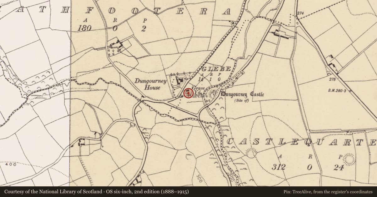 Ordnance Survey six-inch map, 2nd edition (1888–1915) covering the location of Graveyard, Glebe (Barrymore By, County Cork, with a pin at the register's coordinates