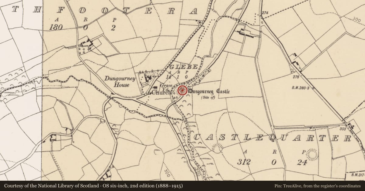 Ordnance Survey six-inch map, 2nd edition (1888–1915) covering the location of Castle - unclassified, Castlequarter, County Cork, with a pin at the register's coordinates